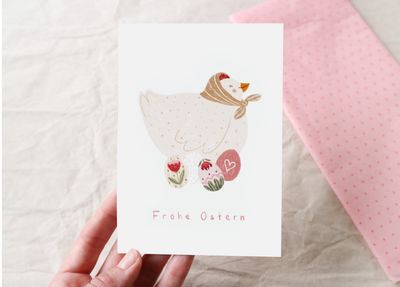 Klappkarte Ostern mit Umschlag „Huhn“
