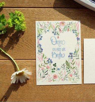 Postkarte „Oma Du bist die Beste“