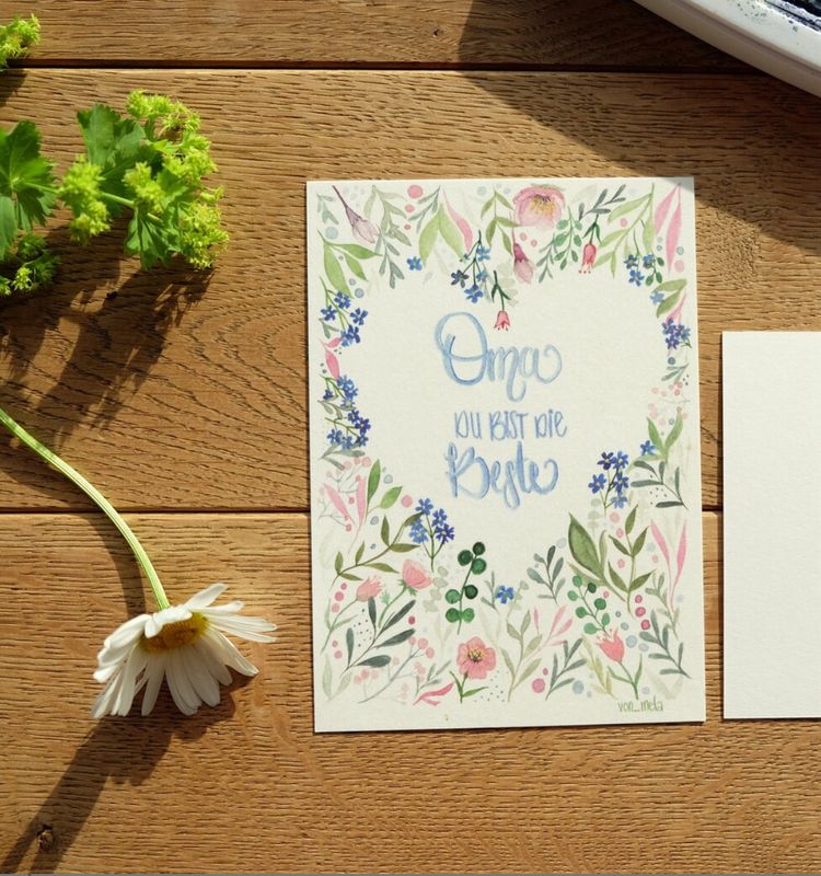 Postkarte „Oma Du bist die Beste“