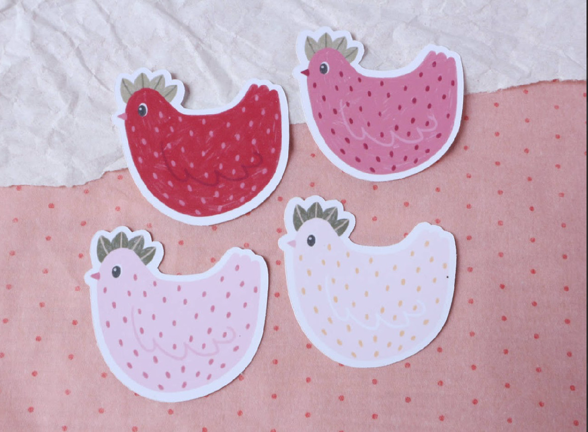 4er Set Aufkleber „Hühner“