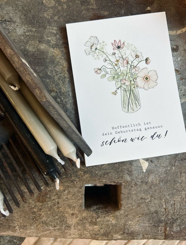 „Hoffentlich ist dein Geburtstag genauso schön wie du!“ Postkarte von Frollein Lücke