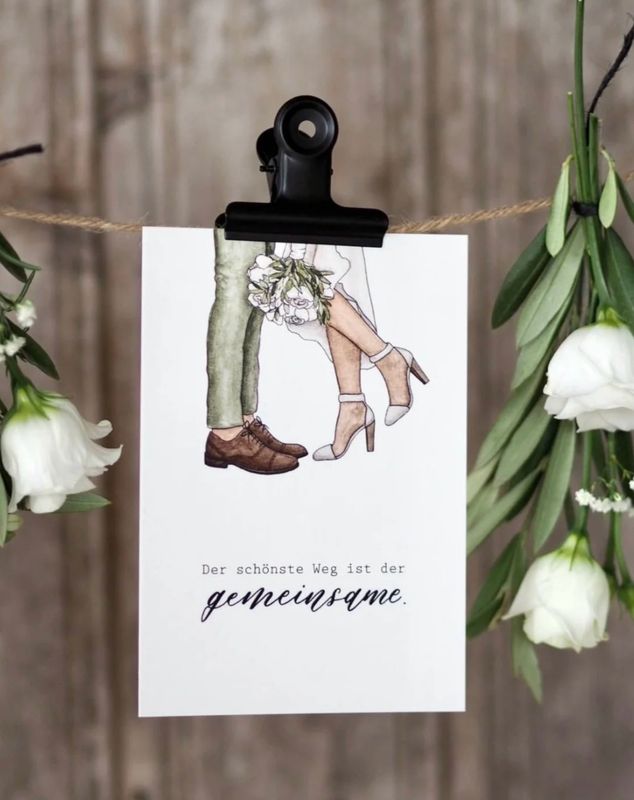 Hochzeit “Der schönste Weg ist der gemeinsame” Postkarte von Frollein Lücke