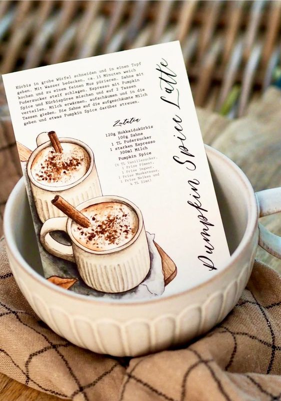 “Pumpkin Spice Latte” Postkarte von Frollein Lücke