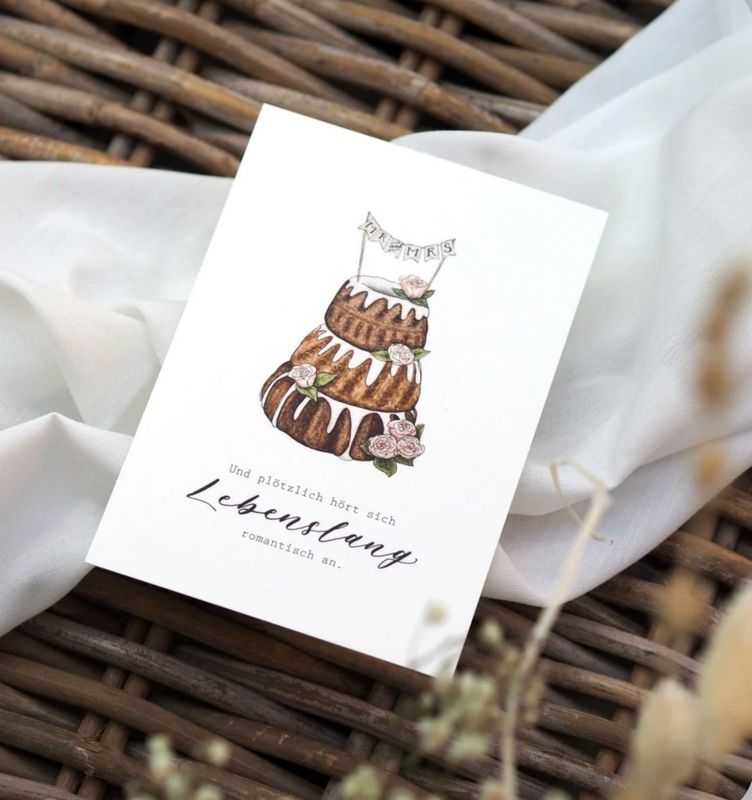 “Hochzeitstorte” Postkarte von Frollein Lücke