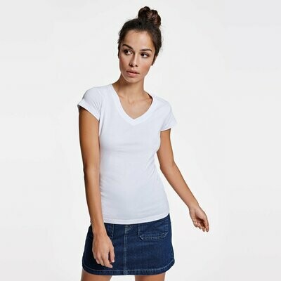 Camiseta Mujer Cuello de Pico Manga Corta  Roly VICTORIA, COLORES: BLANCO