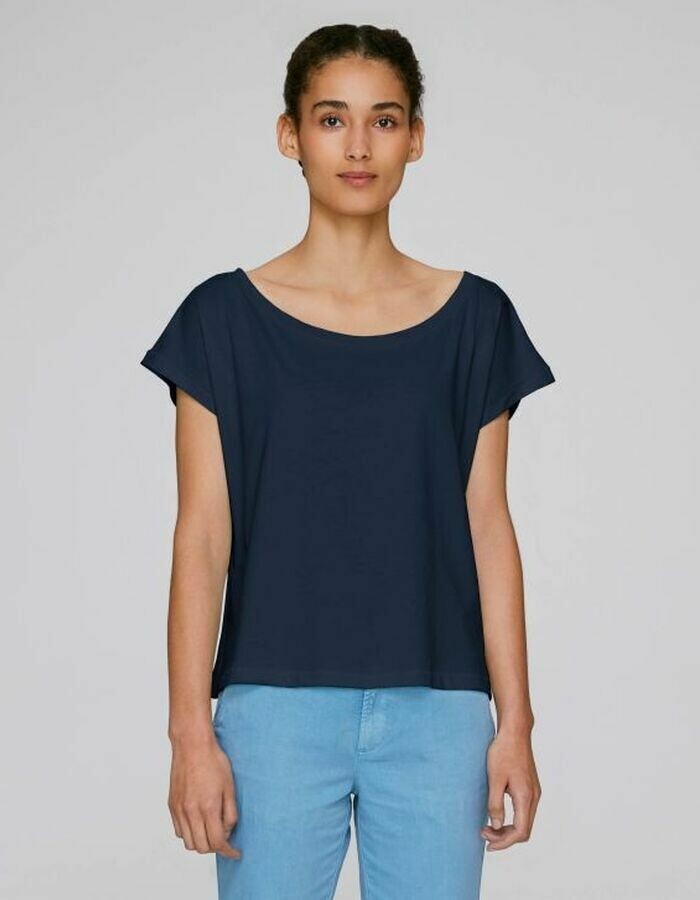 Camiseta Manga Corta Mujer Algodón Orgánico Stella Flies, COLORES: FRENCH NAVY