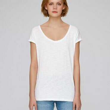 Camiseta Mujer Algodón Orgánico Invents Slub, COLORES: WHITE
