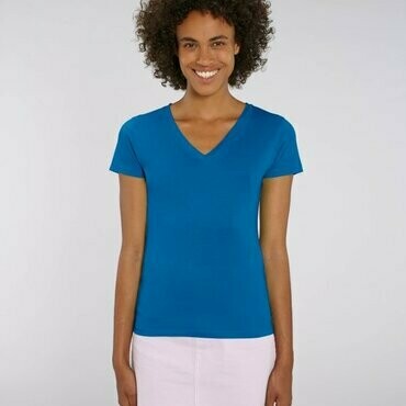 Camiseta Pico Algodón Orgánico Mujer Sella Evoker, COLORES: Royal Blue