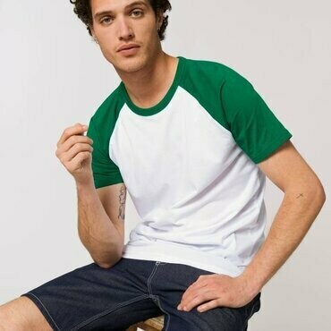 Camiseta Algodón Orgánico Catcher Short Sleeve, COLORES: White/Varsity Green