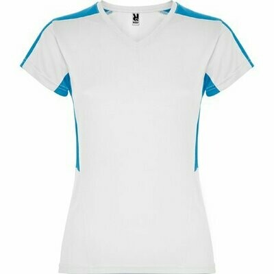 Camiseta Técnica Chica Roly SUZUKA, COLORES: Blanco / Turquesa