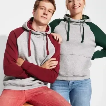 Roly - Sudadera con capucha canguro bicolor unisex BADET