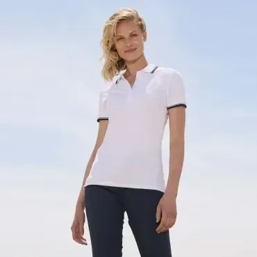 Sol's - Polo Grueso de manga corta y cuello con rayas para mujer PRACTICE WOMAN