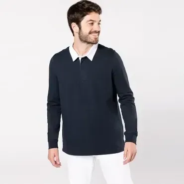 Kariban - Polo rugby manga larga para hombre K213
