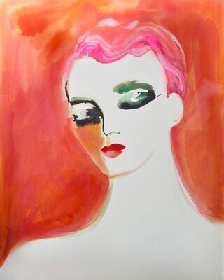 Charlotte Greeven - Self Portrait in Pink, Orange and Green