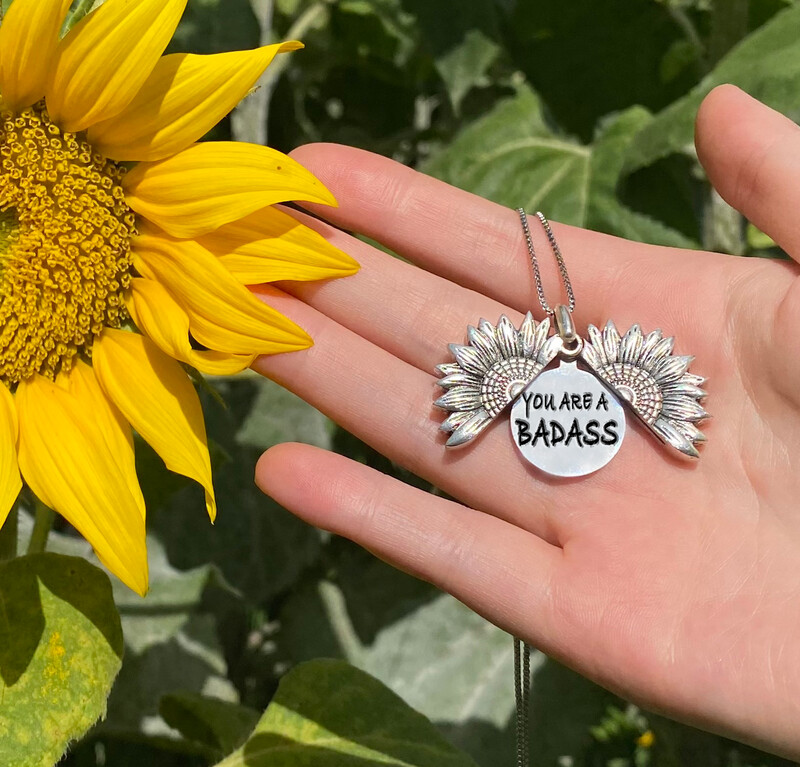 Inspirational Sunflower Necklace-YOU ARE A BADASS ❤️