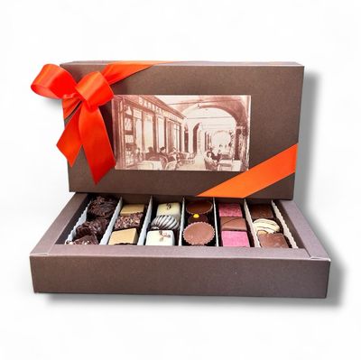 Cioccolatini assortiti  confezione con stampa antica "Pasticceria Barbero" 260 g