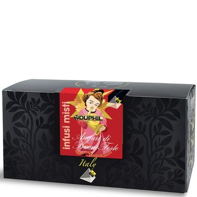 Scatola Natalizia con 20 bustine piramidali miste Scatola Natalizia con 20 bustine piramidali miste