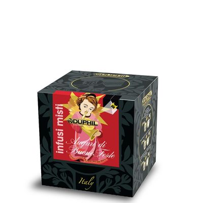 Scatola Natalizia con 10 bustine piramidali miste Scatola Natalizia con 10 bustine piramidali miste