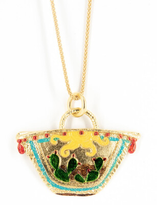 Collana Ciondolo Coffa Siciliana Grande Smaltato - Terra del Sole
