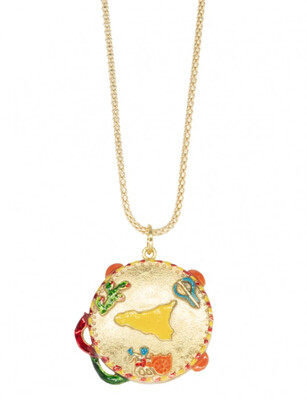 Collana Ciondolo Tamburello Siciliano Piccolo Smaltato - Terra del Sole