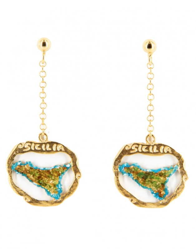 Orecchini Medaglia Sicilia Smaltati - Terra del Sole