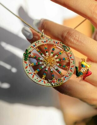 Collana Ciondolo Ruota Carretto Siciliano Grande Smaltato - Terra del Sole