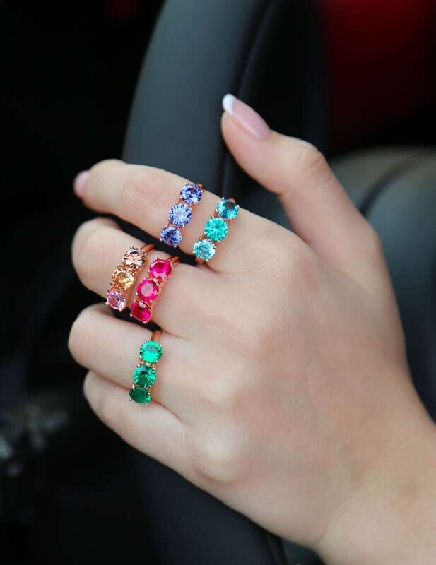 Anello Trilogy Quarzi Colorati