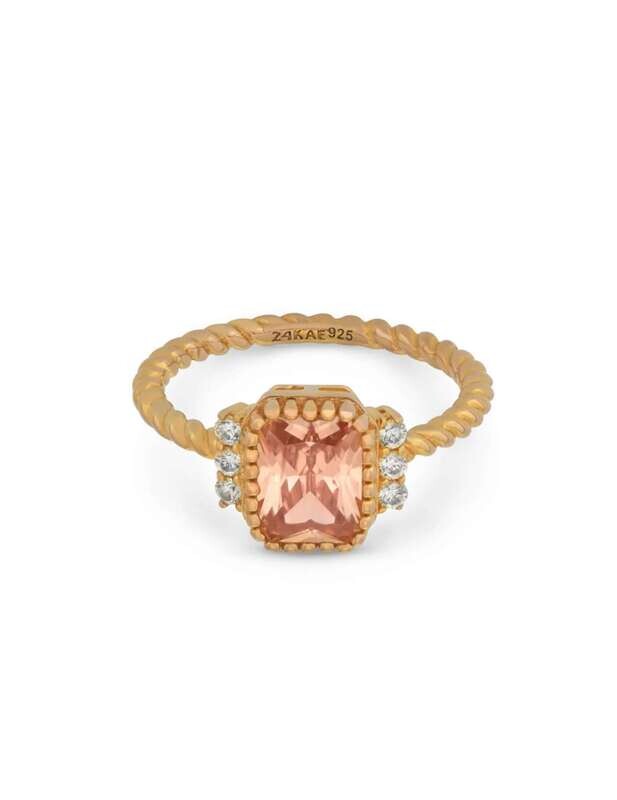 24 Kae Anello Rettangolo Arancio Pastello