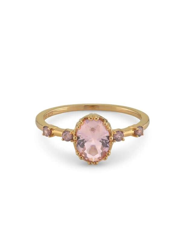 24 Kae Anello Pietra Ovale Rosa Antico