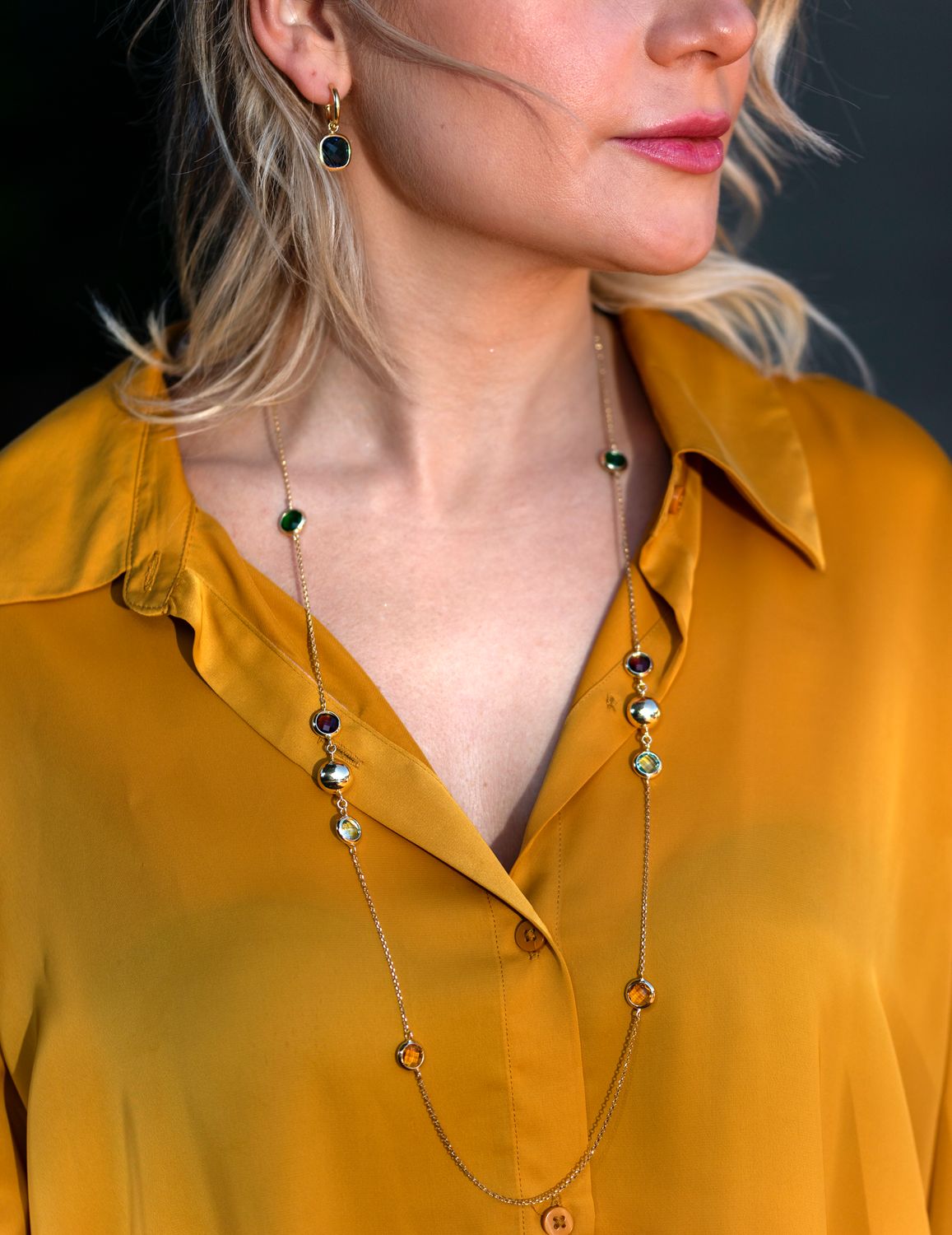 Collana Lunga Quarzi Colorati