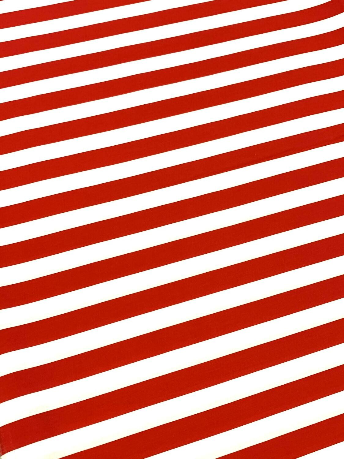 Stripes, Red &amp; White | Quilting Cotton | 112cm wide - 1.25m Piece