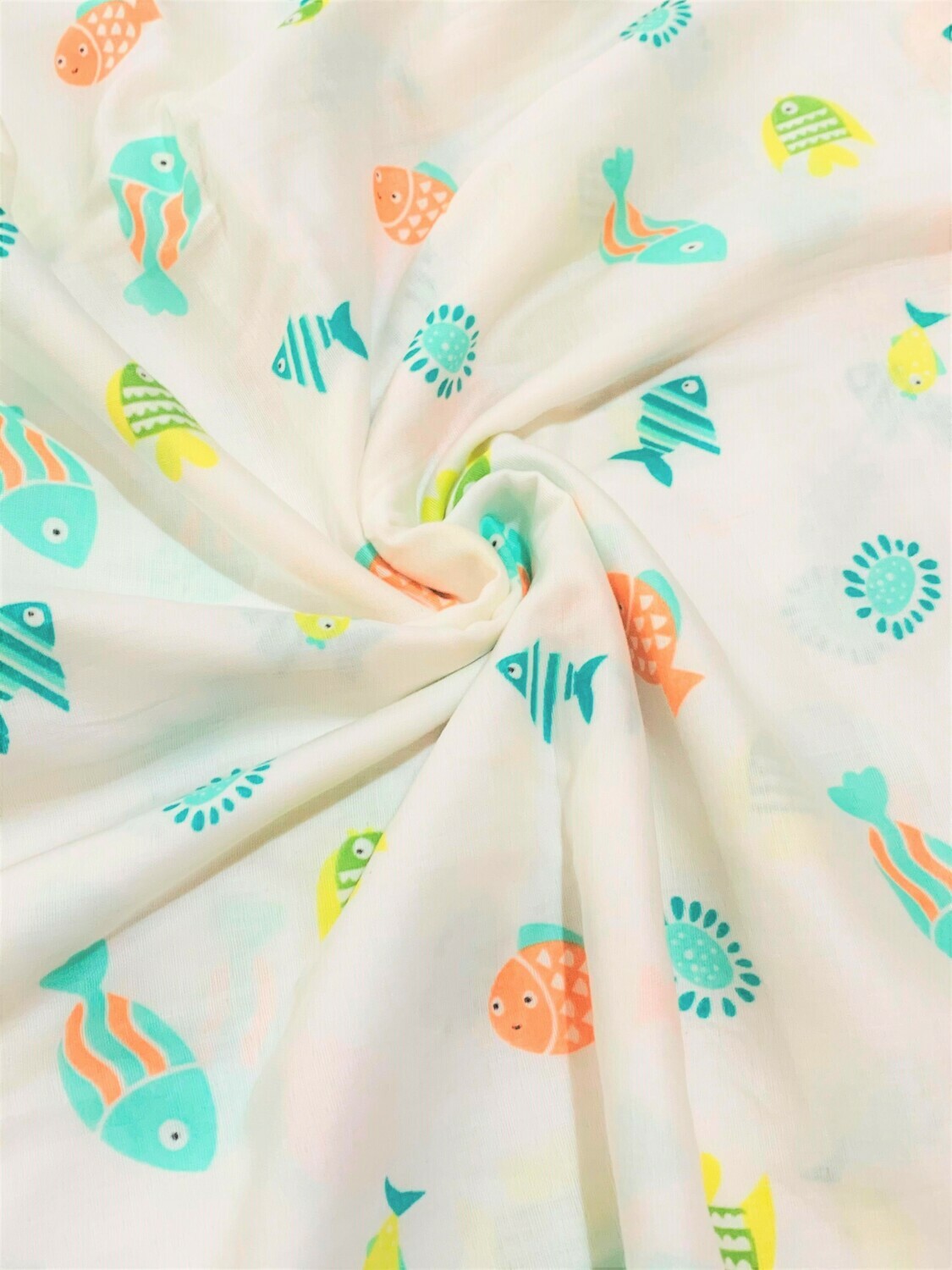 Fishies | Double Gauze Muslin | 158cm wide - 0.65m Piece