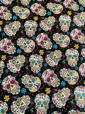 Sugar Skulls Black | Quilting Cotton | 112cm wide Sugar Skulls Black | Quilting Cotton | 112cm wide