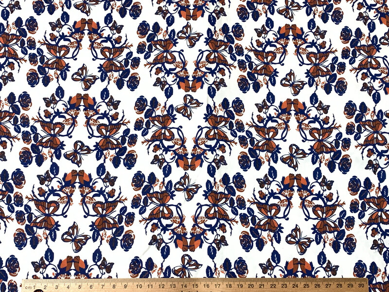 Butterfly &amp; Floral | Cotton Poplin | 110cm wide