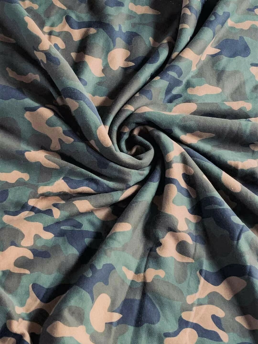 Camouflage Green | Cotton French Terry, 270gsm | 190cm Wide - 0.75m Piece