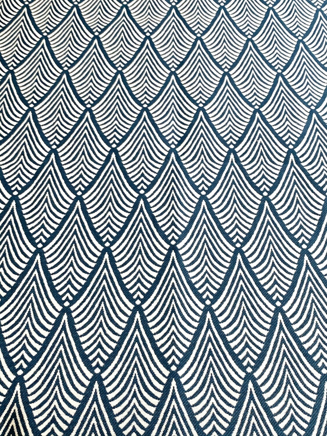 Geo Leaves, Navy | Furnishing Tapestry | 146cm wide