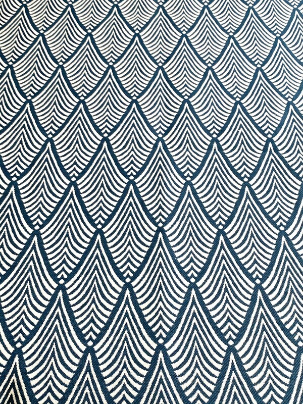 Geo Leaves, Navy | Furnishing Tapestry | 146cm wide