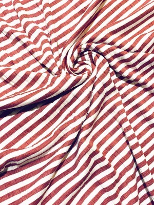 Red &amp; White, Stripes | Ribbed Cotton Jersey Knit, 220gsm | 120cm Wide - 0.8m Piece