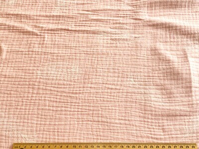 Feathers, Pastel Pink | Double Gauze Muslin | 135cm wide
