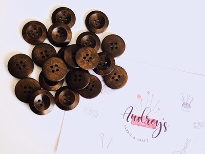 Wooden Buttons Wide Rim | Walnut (pack of 10)