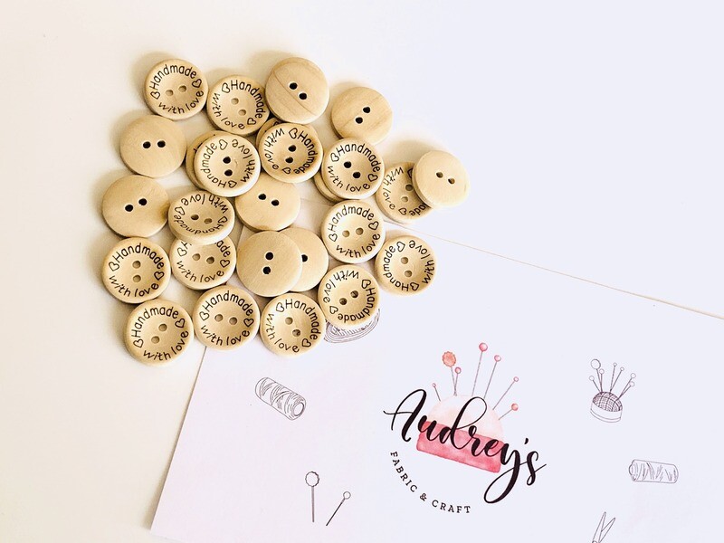 Wooden Buttons | "Handmade with Love" (Pack of 10)