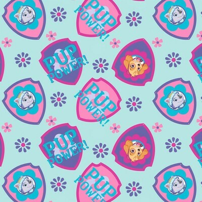 Paw Patrol Shields Toss, Baby Blue | Licensed Quilting Cotton | 112cm wide