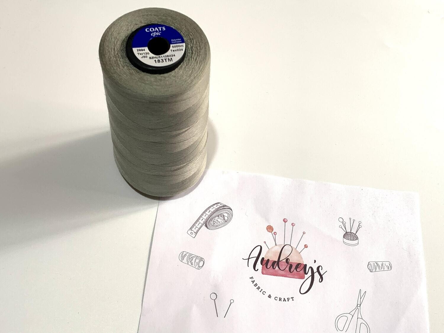 Coats Epic 120 Sewing Thread | 183TM (Khaki Grey) | 5000m Spool