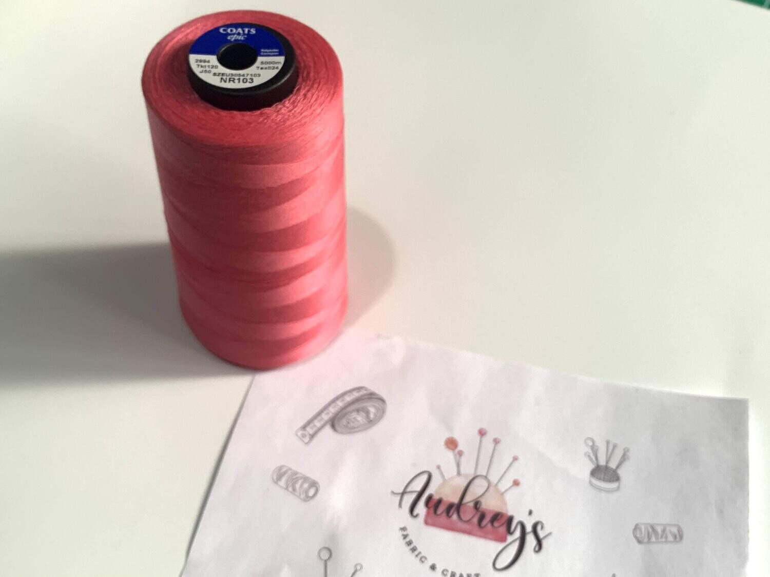 Coats Epic 120 Sewing Thread | NR103 (Flamingo Pink) | 5000m Spool