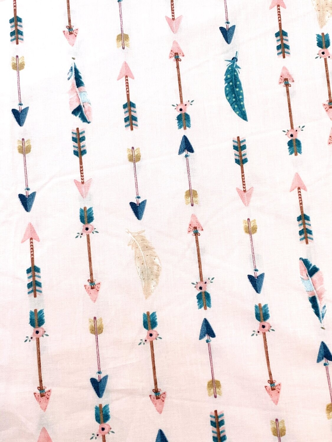 Feathers & Arrow, Pastel Pink | Quilting Cotton | 112cm Wide