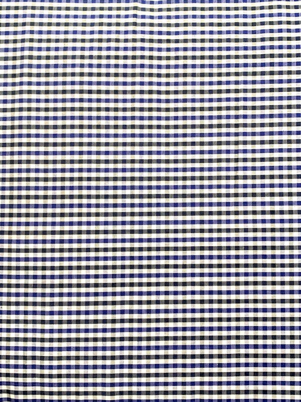 Blue &amp; Black Checks, 3mm | Yarn Dyed Cotton Woven | 148cm Wide