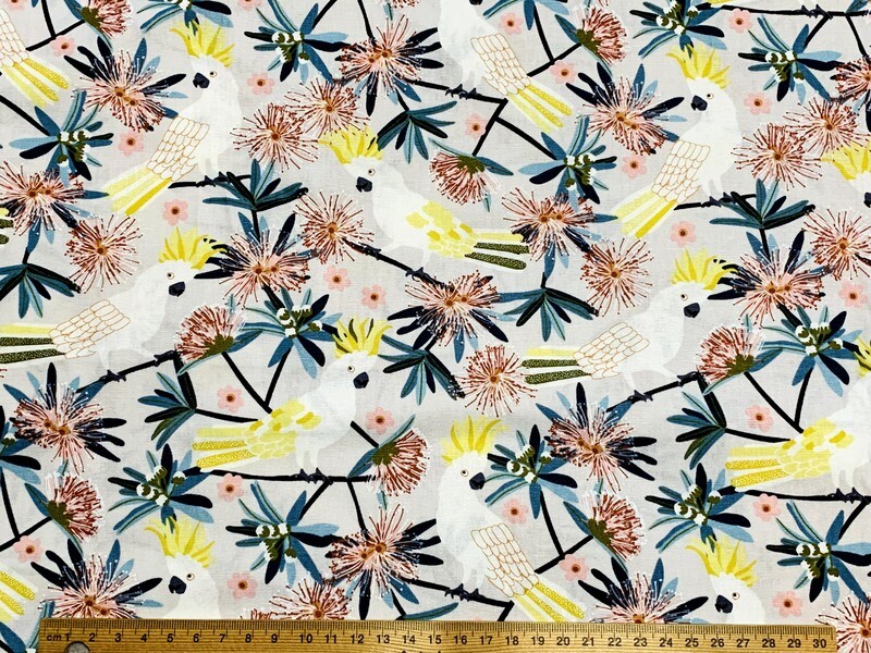 Crested Cockatoo | Quilting Cotton | 112cm wide