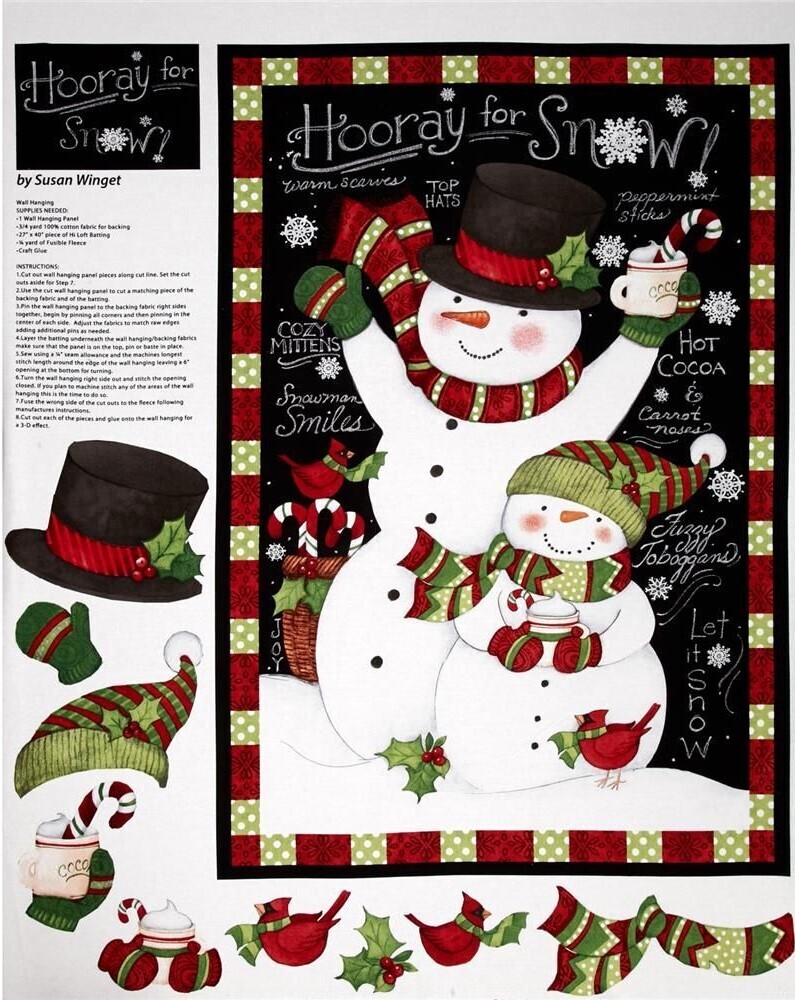 Hooray for Snow | Quilting Cotton Wall-Hanging Panel