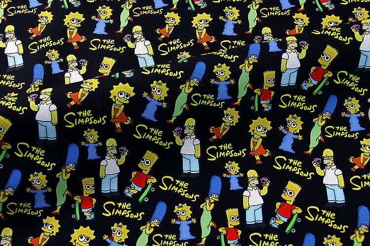 The Simpsons, Black | PRE-ORDER Cotton Woven | 142cm wide
