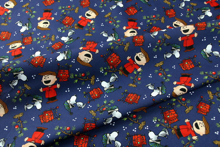 Snoopy, Christmas Navy | PRE-ORDER Cotton Woven | 142cm wide